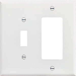 OUTLET - 2G COMBO DECORA/TOGGLE SWITCH PLATE - WHITE