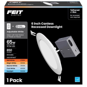 FIXTURE - LED RECESSED DOWNLIGHT - 6" CANLESS - WHITE