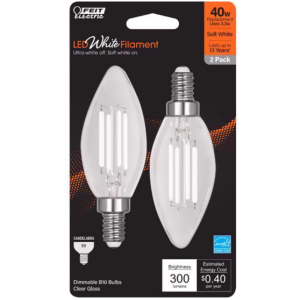 BULB - LED CANDELABRA - SOFT WHITE 40W - 2PK