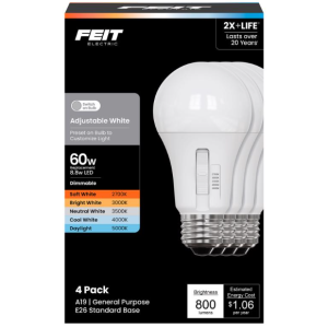BULB - LED E26 - ADJUSTABLE 60W - 4PK