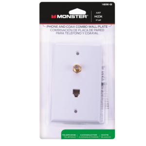 OUTLET - COAX/PHONE COMBO PLATE - WHITE
