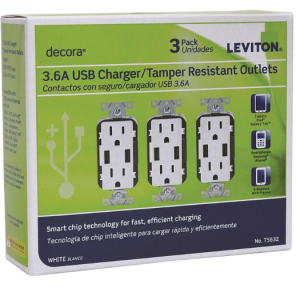 OUTLET - DUPLEX 15A W/ USB A/C - WHITE - 3PK