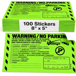 DECAL - TOW AWAY STICKER FOR VEHICLE - 5 X 8