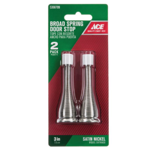 DOOR STOP - SPRING - 3" - 2PK - SATIN NICKEL